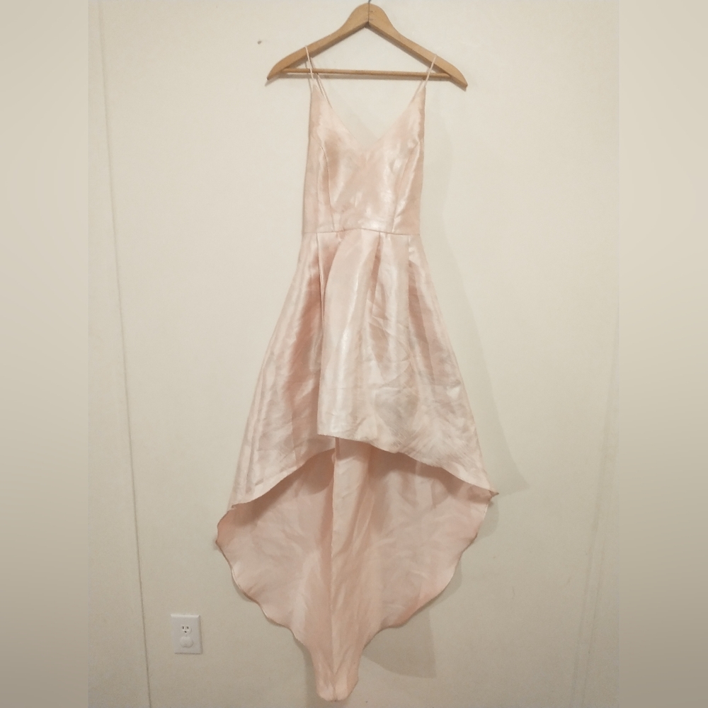 By & By Junior's Size 3 High Low Hem Prom/ Homecoming Dress Pink/Silver